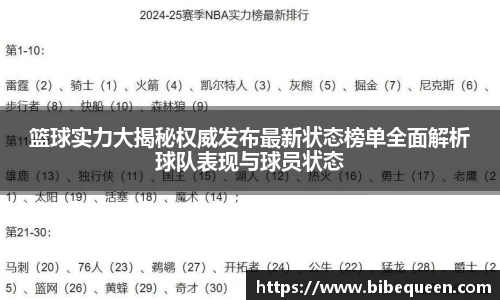 篮球实力大揭秘权威发布最新状态榜单全面解析球队表现与球员状态