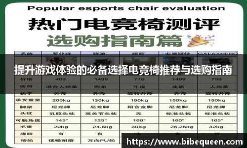 提升游戏体验的必备选择电竞椅推荐与选购指南